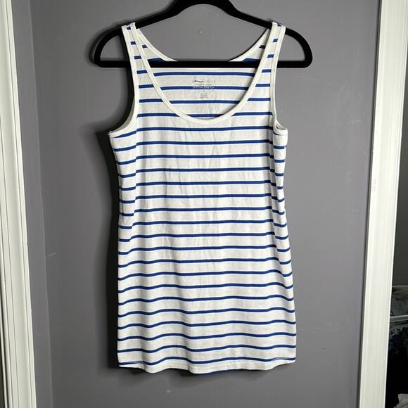 Lane Bryant Cotton Stretch Blue and White Striped Scoop Neck Tank Size 16 - Picture 8 of 8